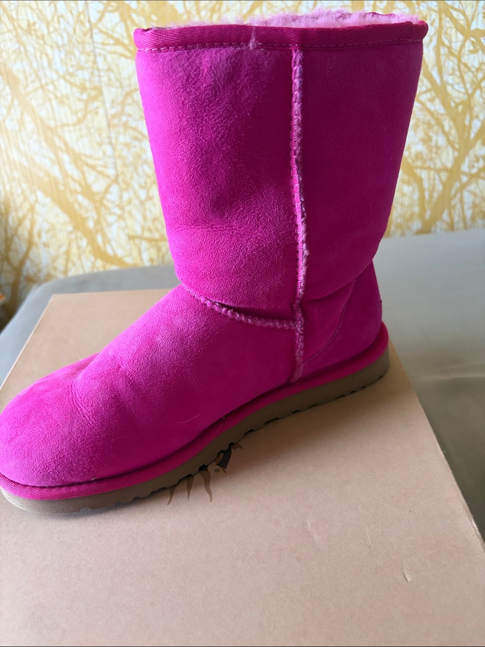 UGG Women's Short Boot in Hot Pink Suede